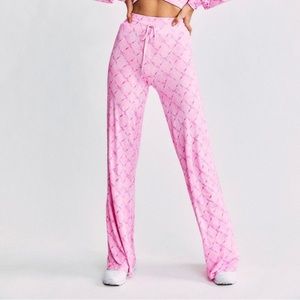 NWT LoveShackFancy x Beach Riot Pink Bow Wide Leg Lounge Pants